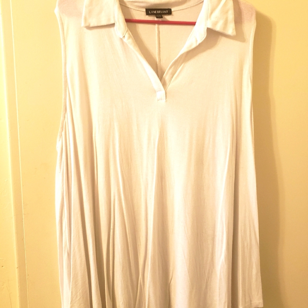 Lane Bryant collared white sleeveless swing tank